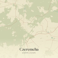 Vintage map of Czeremcha, Poland.