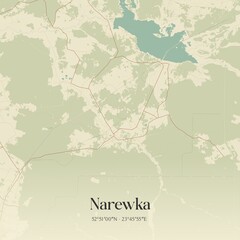 Fototapeta premium Vintage map of Narewka, Poland.