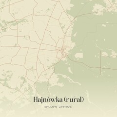 Vintage map of Hajnówka (rural), Poland.