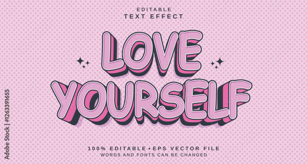 Poster editable text style effect - love yourself text style theme.