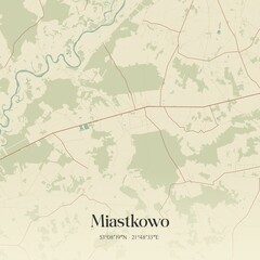 Vintage map of Miastkowo, Poland.