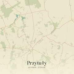 Vintage map of Przytuly, Poland.