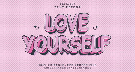 Editable text style effect - Love Yourself text style theme.