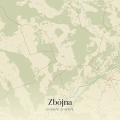 Vintage map of Zbójna, Poland.