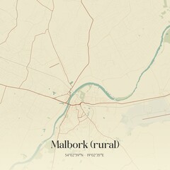 Fototapeta premium Vintage map of Malbork (rural), Poland.