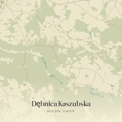 Vintage map of Debnica Kaszubska, Poland.