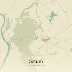 Vintage map of Sztum, Poland.