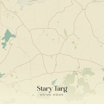 Vintage map of Stary Targ, Poland.