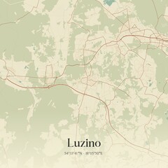 Vintage map of Luzino, Poland.