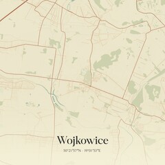 Fototapeta premium Vintage map of Wojkowice, Poland.