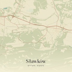 Vintage map of Slawków, Poland.