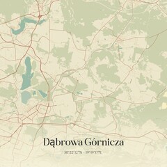 Vintage map of Dabrowa Górnicza, Poland.