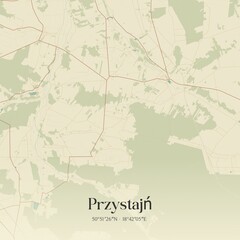 Vintage map of Przystajn, Poland.