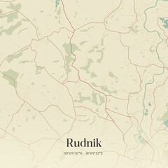Fototapeta premium Vintage map of Rudnik, Poland.