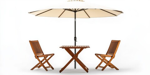 Elegant outdoor patio umbrella features a creamy beige canopy on a sturdy black pole, anchored by a sleek white base, perfect for sun-drenched gatherings