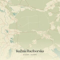Vintage map of Kuznia Raciborska, Poland.