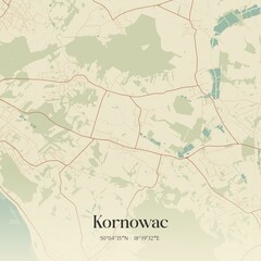 Vintage map of Kornowac, Poland.