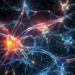 A close up of a brain with many neurons