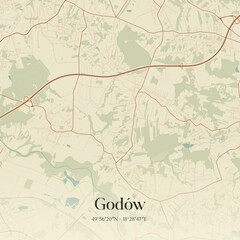 Vintage map of Godów, Poland.