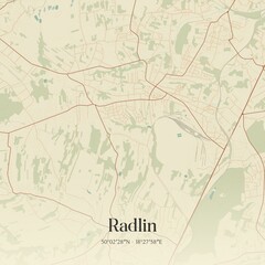 Vintage map of Radlin, Poland.