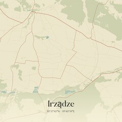 Vintage map of Irzadze, Poland.
