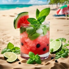 watermelon juice at the beach 