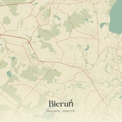 Vintage map of Bierun, Poland.