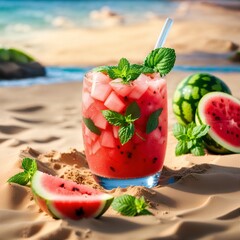 watermelon juice on the beach 