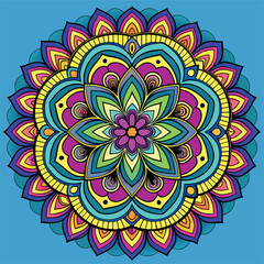 Hand drawing Mandala Vector  design, Mandala pattern colored background, Vector Illustration.