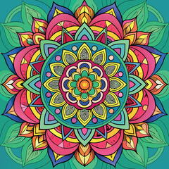Hand drawing Mandala Vector  design, Mandala pattern colored background, Vector Illustration.