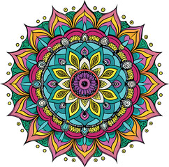 Hand drawing Mandala Vector  design, Mandala pattern colored background, Vector Illustration.