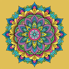 Hand drawing Mandala Vector  design, Mandala pattern colored background, Vector Illustration.