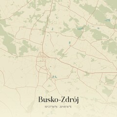 Vintage map of Busko-Zdrój, Poland.