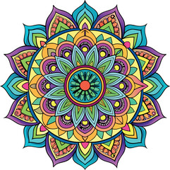 Hand drawing Mandala Vector  design, Mandala pattern colored background, Vector Illustration.