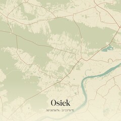Vintage map of Osiek, Poland.