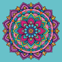 Hand drawing Mandala Vector  design, Mandala pattern colored background, Vector Illustration.