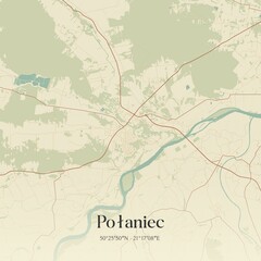 Vintage map of Polaniec, Poland.