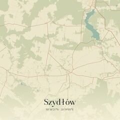 Vintage map of Szydlów, Poland.
