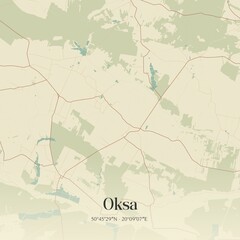 Vintage map of Oksa, Poland.