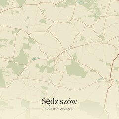 Obraz premium Vintage map of Sedziszów, Poland.