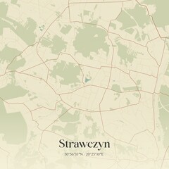Vintage map of Strawczyn, Poland.