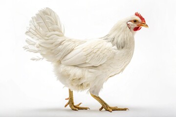 Fototapeta premium white Wyandotte hen chicken isolated on white background