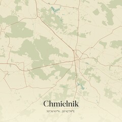 Vintage map of Chmielnik, Poland.