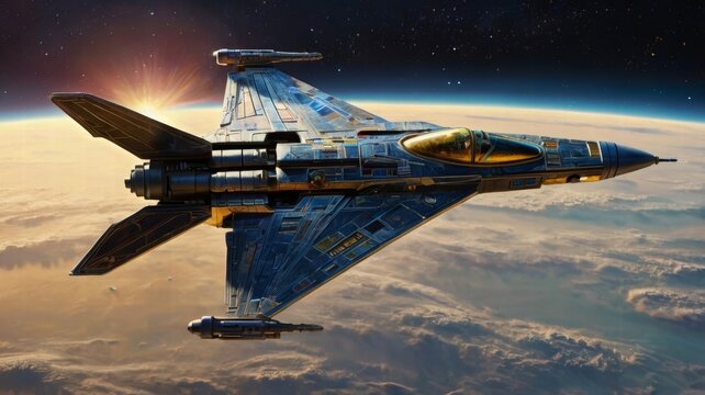 A captivatingly elusive starfighter glimmers with an ethereal beauty, like a mirage amid a watercolor galaxy. The main subject is a futuristic spacecraft, painted stunning detail and luminous colors