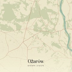 Vintage map of Ozarów, Poland.