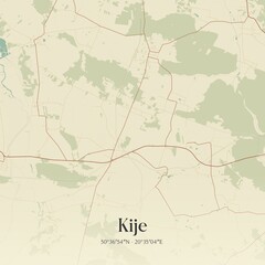 Vintage map of Kije, Poland.