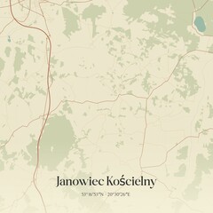 Vintage map of Janowiec Koscielny, Poland.