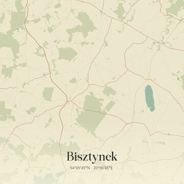 Vintage map of Bisztynek, Poland.