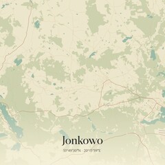Vintage map of Jonkowo, Poland.