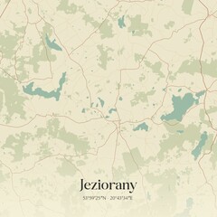 Vintage map of Jeziorany, Poland.